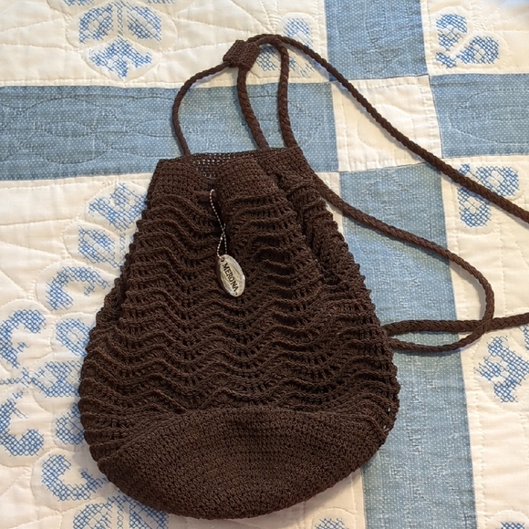 Merona Handbags - 90s Woven Backpack Merona The Sak Style Brown Crochet